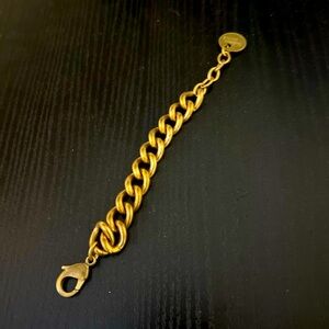 Twisted Silver Vintage Givenchy Style Double Link Bracelet TS Logo Clasp Brass